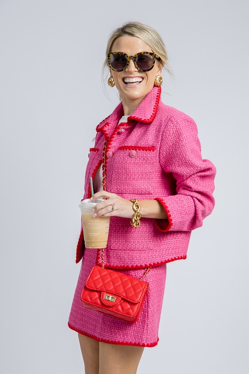 Stitch Trim Tweed Jacket, Fuchsia - New Arrivals - The Blue